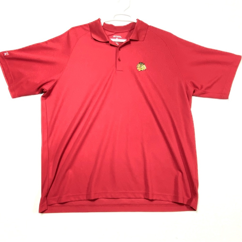 Antigua Men's Hockey Polo 2XL Red/Maroon Chicago Blackhawks NHL Short Sleeve